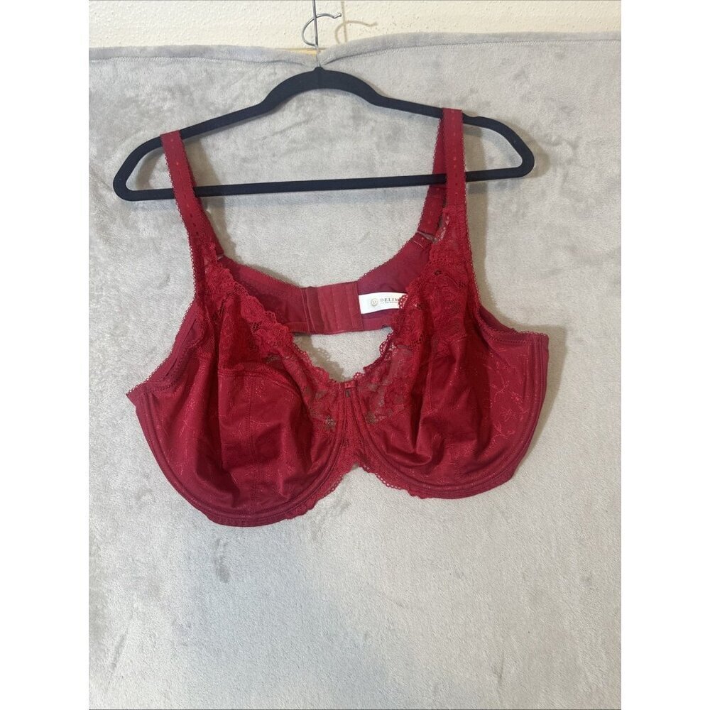 Delimira 46E Minimizer Bra Wine Red Non Padded Underwire New